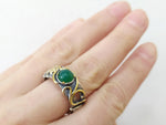 SET Sterling SILVER 925 Small earrings and ring with natural green jadeite