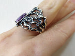 Earrings and ring  Silver set 925 Purple charoite gemstone