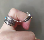 Double ring with blue turquoise stones and chains Silver 925