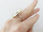 Gold plated silver RING flower Light green zircon Small floral Sterling silver 925