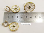 Gold plated Earrings Light green zircon Small flower Sterling silver 925