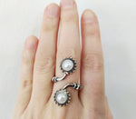 Silver 925 ring adjustable with Lab pearl creamy white