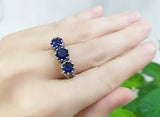 Ring Rose Flower jewelry SILVER 925 Navy blue zircon stones
