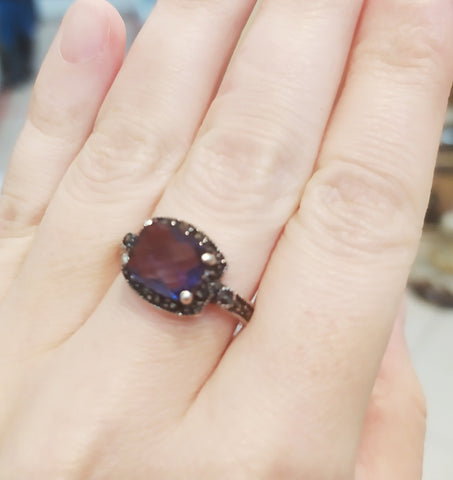Tiny ring purple topaz Marcasite 925 Silver Small jewelry Armenian