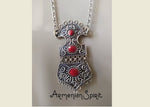 ARMENIAN set necklace silver Very large pendant and chain Adjustable ring
