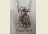 ARMENIAN set necklace silver Very large pendant and chain Adjustable ring