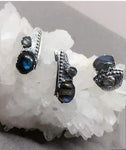 SILVER Earrings 925 Gold plated Natural labradorite