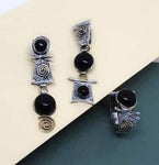 Earrings and ring green and yellow gemstone SILVER 925