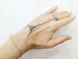 Boho Bracelet Filigree with ring and chains Silver 925 women