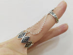 Double ring silver 925 full finger jewellery with two chains