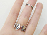 Double ring silver 925 full finger jewellery with two chains