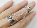 Double ring silver 925 full finger jewellery with two chains
