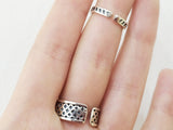 Double ring silver 925 full finger with two chains