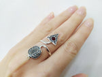 Silver 925 ring Adjustable with pomegranate red quartz stone
