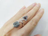 Silver 925 ring Adjustable with pomegranate red quartz stone