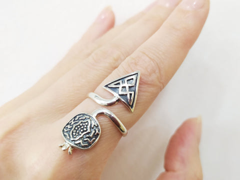 Silver 925 ring Adjustable with pomegranate