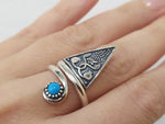 Thumb ring SILVER 925 Adjustable with turquoise stone Pomegranates