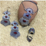ARMENIAN set necklace silver Very large pendant and chain Adjustable ring