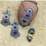 ARMENIAN set necklace silver Very large pendant and chain Adjustable ring