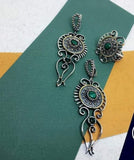 Sterling Silver 925 set earrings and ring with natural malachite gem
