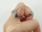 Double ring with chain Silver 925 Adjustable