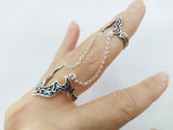 Armenian jewelry Double ring with chain Silver 925