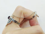 Armenian jewelry Double ring with chain Silver 925 red quartz stone