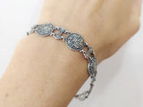 Armenian Bracelet Sterling silver 925 with round details Adjustable with chain