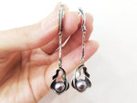 Black pearl Earrings 925 Silver Jewelry handmade