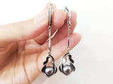 Black pearl Earrings 925 Silver Jewelry handmade