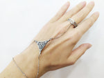 Boho Bracelet Filigree with ring and chains Silver 925 women