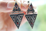 Armenian jewelry earrings with burgundy red enamel SILVER 925