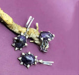 Yellow jadeite set sterling silver 925 Earrings and ring Armenian