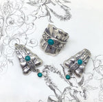 Earrings and ring Malachite gemstones Sterling Silver 925