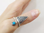 Thumb ring SILVER 925 Adjustable with turquoise stone Pomegranates