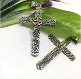 Cross Silver 925 and gold plated flower