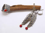 Carnelian gemstone burnt orange earrings and ring SET silver 925