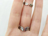 Double ring with chain Silver 925 Adjustable