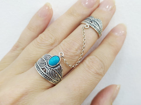 Armenian jewelry Double ring Silver 925 turquoise