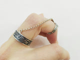 Double ring with chain Silver 925 Pomegranate Persephone