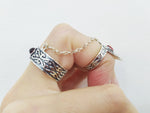 Armenian jewelry Double ring with chain Silver 925 red quartz stone