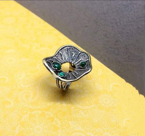 Flower ring sterling silver 925 gold plated