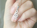 Treble clef Pendant SILVER 925 Musician gift jewelry Unisex small charm