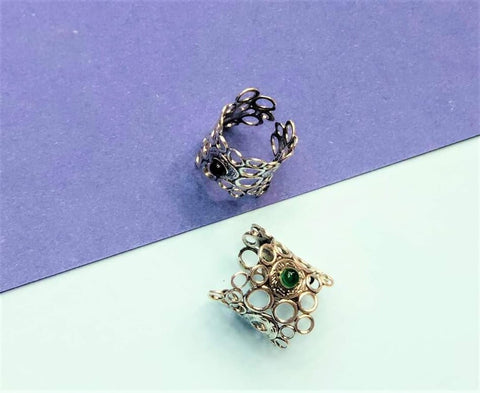 Ring gemstone Sterling silver 925  gold plated parts Women