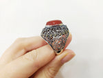 Carnelian  Dome Ring Marcasite Filigree Sterling silver 925