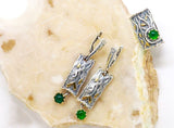 Jadeite green dangle earrings and ring SET silver 925