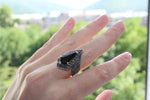Black stone RING marcasite Luxury rings STERLING SILVER 925