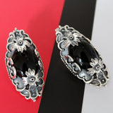Very big earrings 925 Silver Black Onyx stone