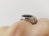 Sterling silver 925 ring with flat black onyx gemstone