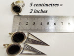 Dangle silver earrings with flat black onyx gemstone